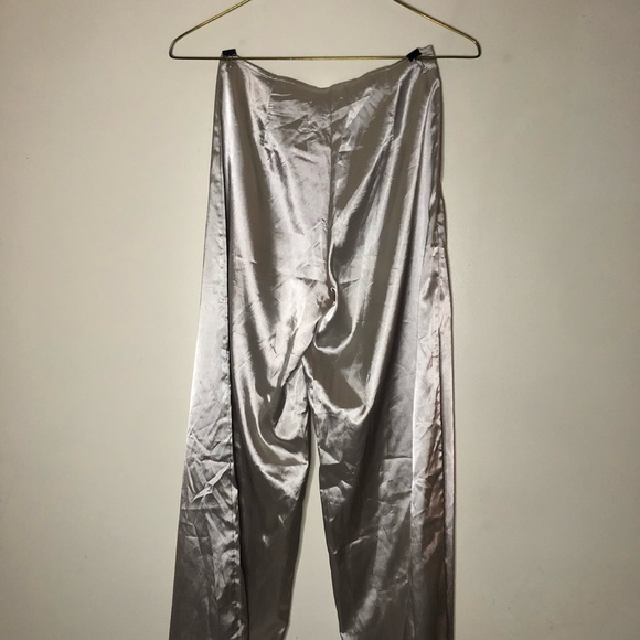 PrettyLittleThings.com Silver Satin Cargo Pants - Picture 6 of 6